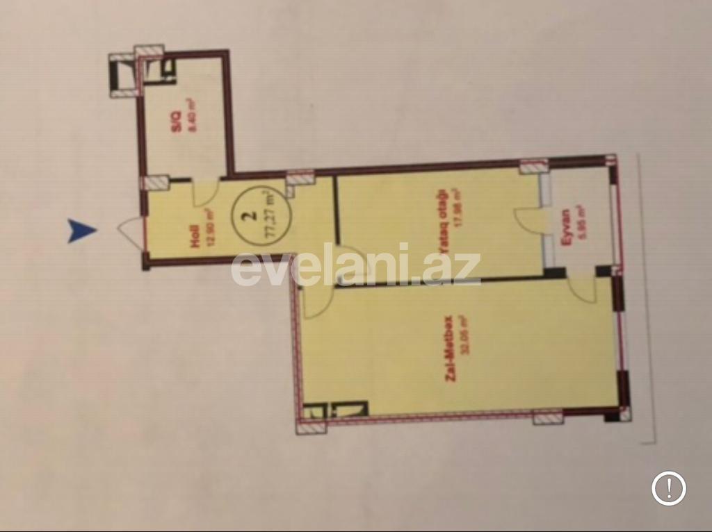 Sale, new building, 1 room, 77 m², Ganjlik m.