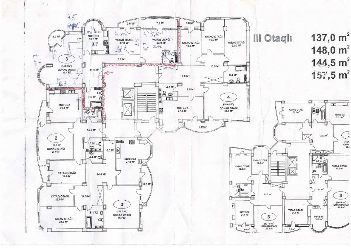 Satılır, yeni tikili, 3 otaqlı, 145 m², Şah İsmayıl Xətai m.