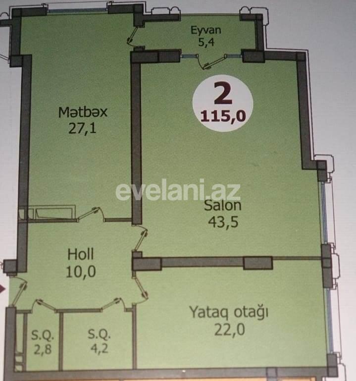 Satılır, yeni tikili, 2 otaqlı, 115 m², Bayıl q.
