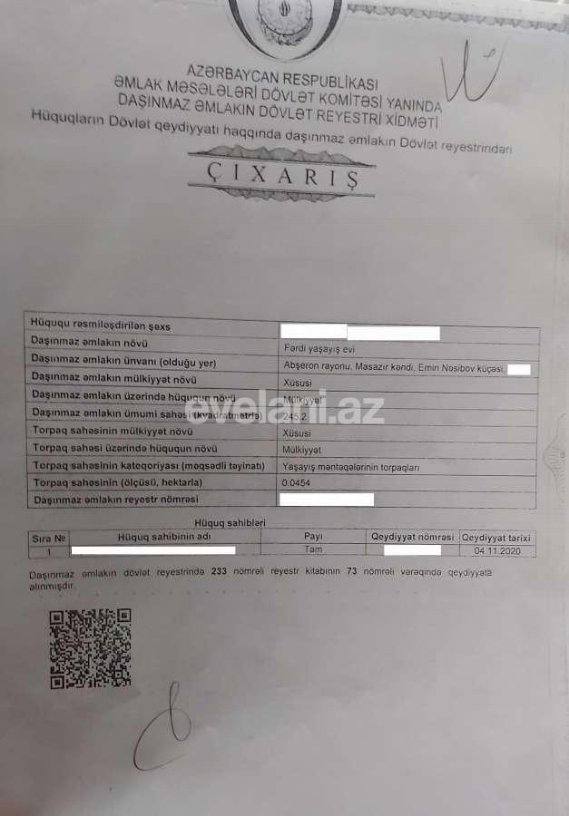 Satılır, villa, 12 otaqlı, 245 m², Masazır q.