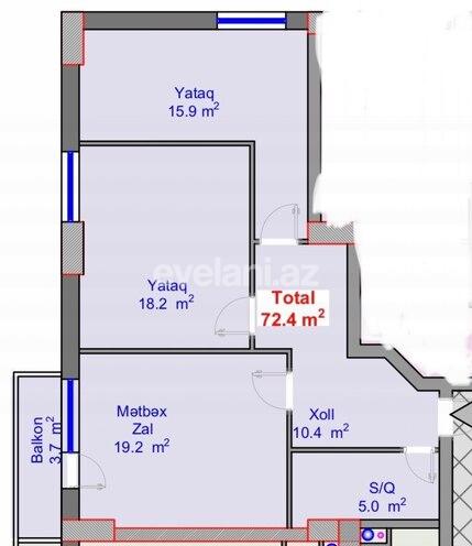 Satılır, yeni tikili, 3 otaqlı, 73 m², Elmlər Akademiyası m.