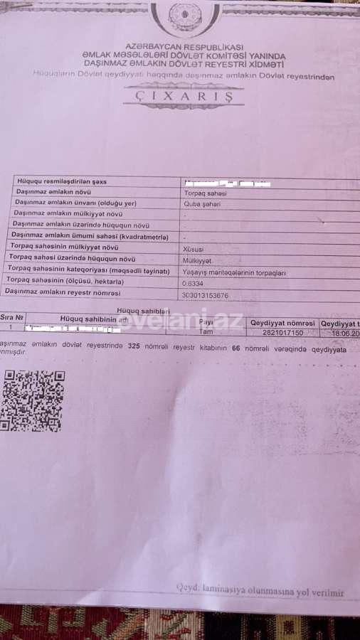 Satılır, torpaq, 64 sot, Quba