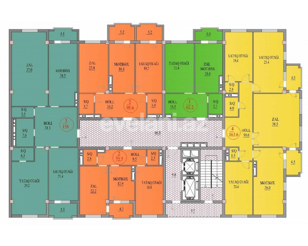 Sale, new building, 2 room, 96 m², Narimanov r.