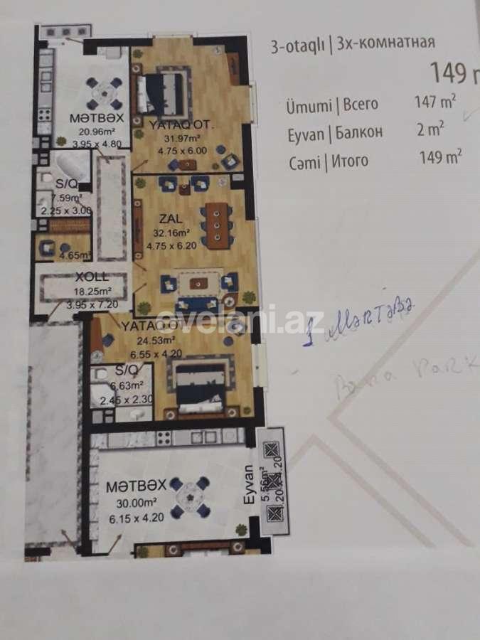 Satılır, yeni tikili, 3 otaqlı, 149 m², Şah İsmayıl Xətai m.