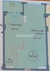 Продаётся, новостройка, 2-комнаты, 74 m², Шах Исмаил Хатаи m.