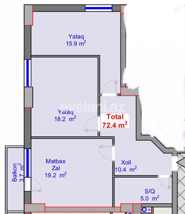 Sale, new building, 3 room, 73 m², Elmlar Akademiyası m.