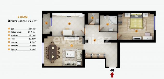 Satılır, yeni tikili, 2 otaqlı, 97 m², Nəsimi r.