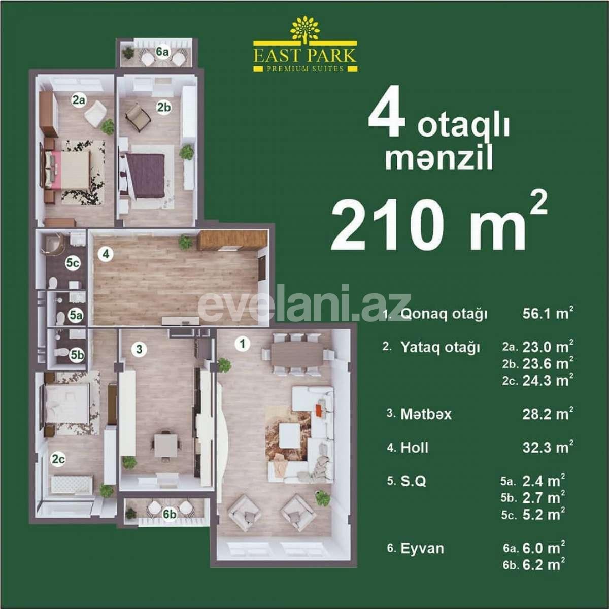 Satılır, yeni tikili, 4 otaqlı, 210 m², Nərimanov r.