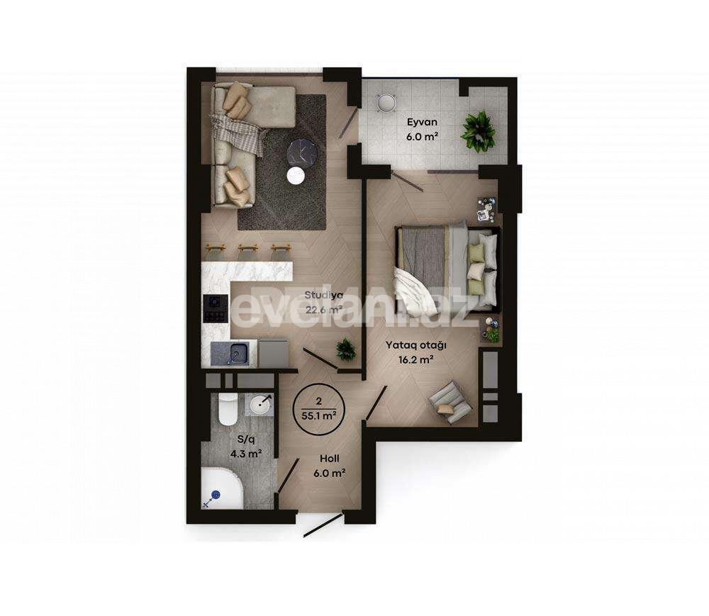 Satılır, yeni tikili, 2 otaqlı, 56 m², Gənclik m.