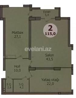 Sale, new building, 2 room, 115 m², Bayil d.