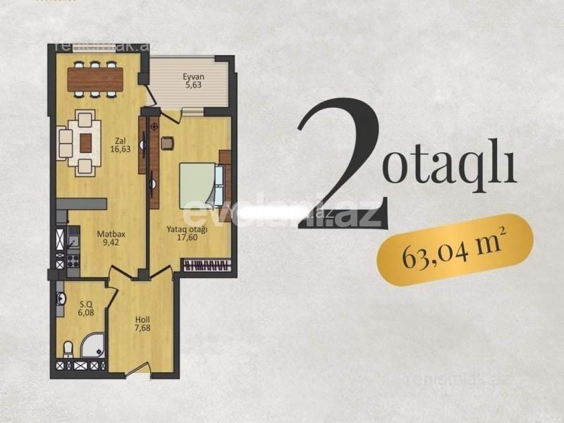 Satılır, yeni tikili, 2 otaqlı, 63 m², 28 may m.