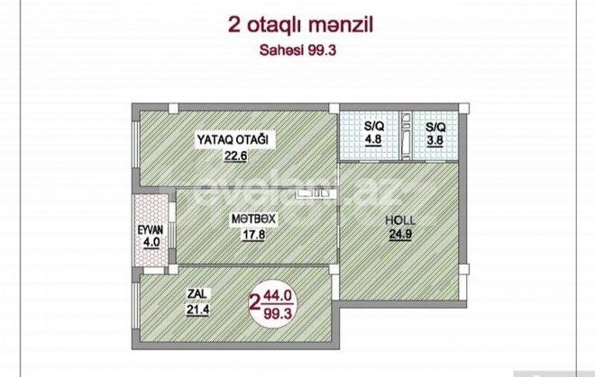 Satılır, yeni tikili, 2 otaqlı, 100 m², İnşaatçılar m.