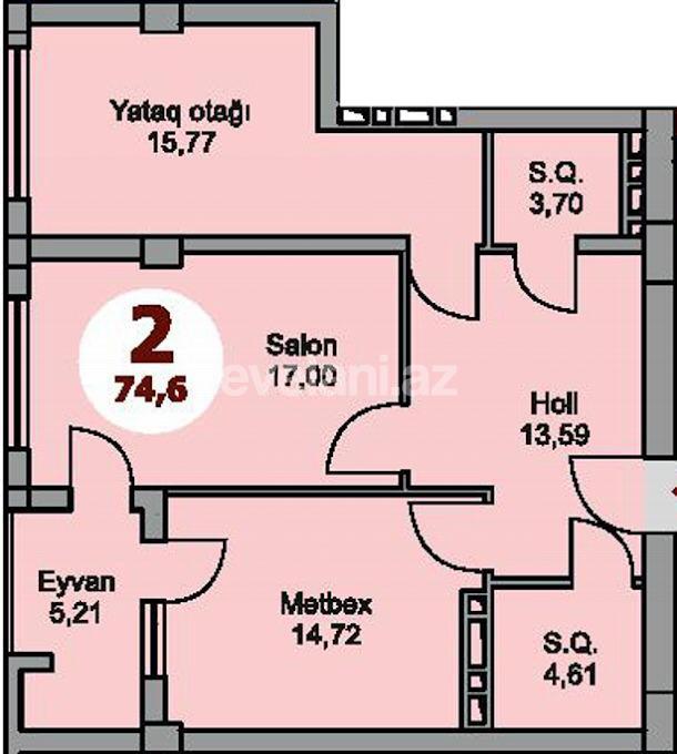 Satılır, yeni tikili, 2 otaqlı, 74.6 m², Nərimanov r.