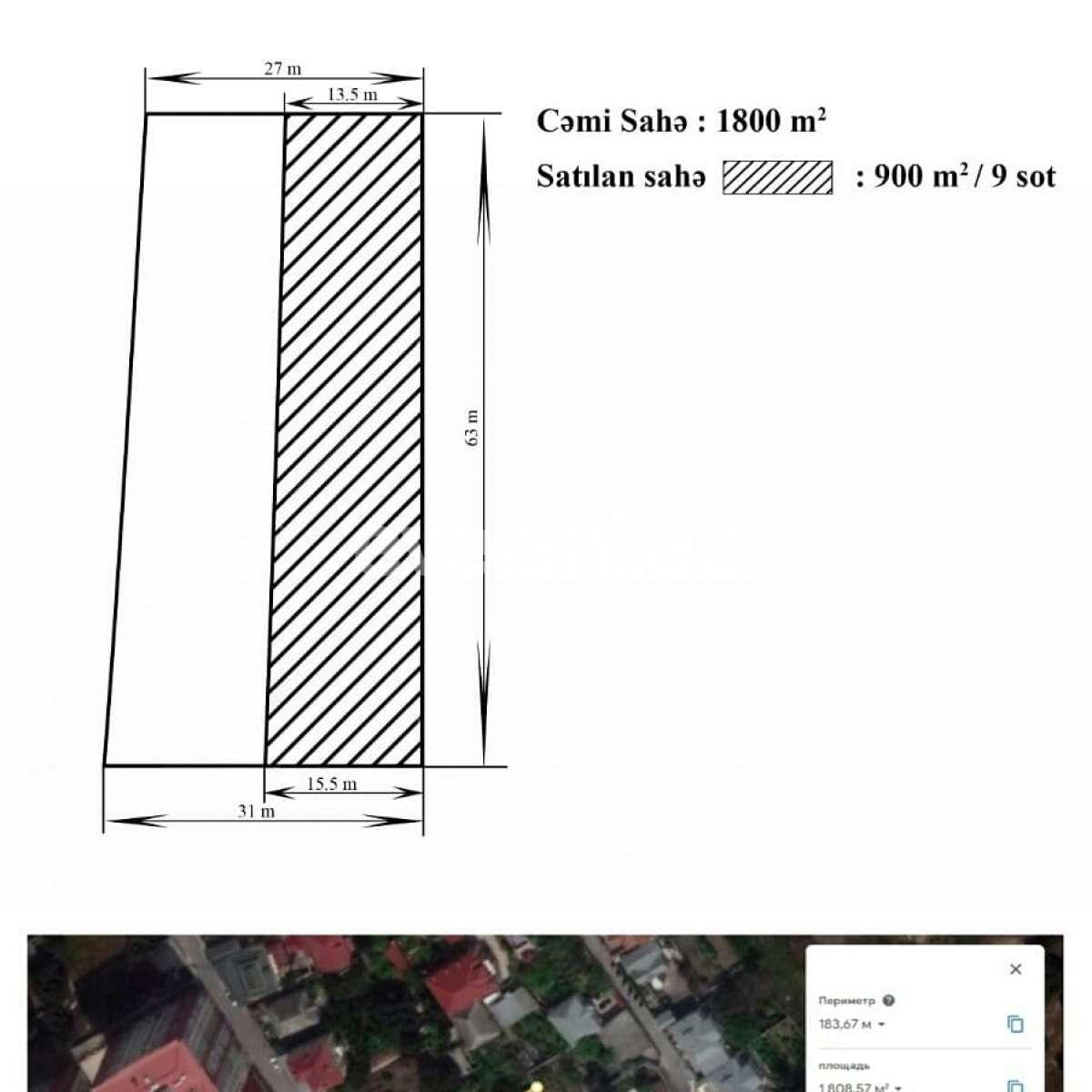 Satılır, torpaq, 9 sot, İnşaatçılar m.