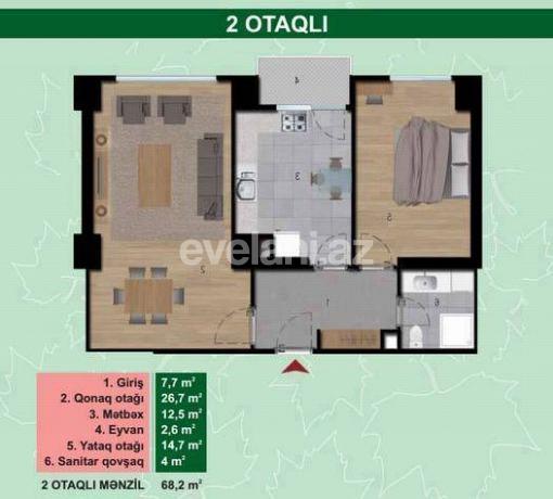 Продаётся, новостройка, 2-комнаты, 70 m², Ясамальский r.