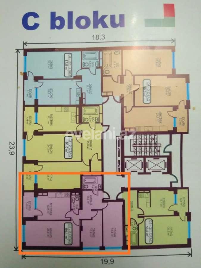 Sale, new building, 3 room, 84 m², Neftchilar m.