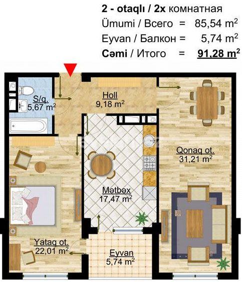 Sale, new building, 2 room, 92 m², Badamdar d.