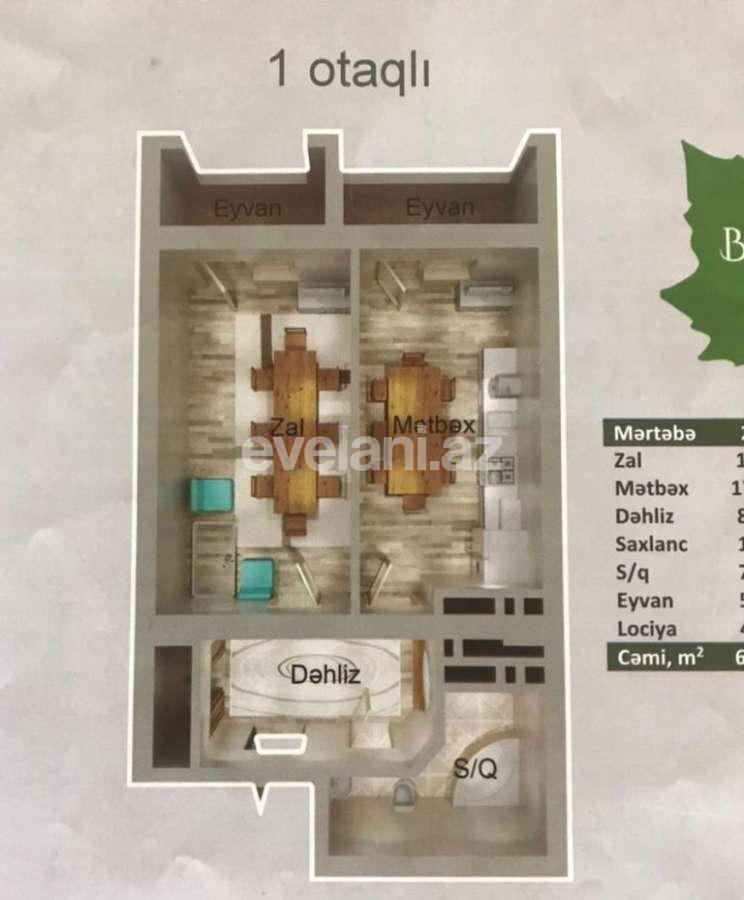 Sale, new building, 1 room, 67 m², Yeni Yasamal d.