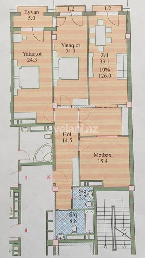 Satılır, yeni tikili, 3 otaqlı, 126 m², Nəsimi r.
