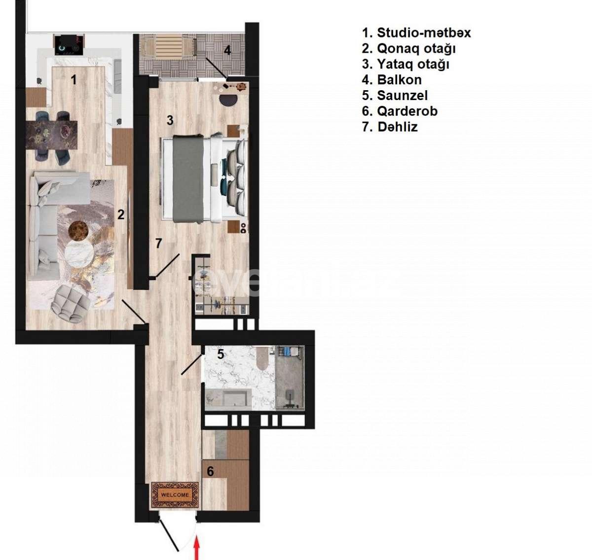 Satılır, yeni tikili, 2 otaqlı, 53 m², Bakı, Səbail r, Badamdar q.
