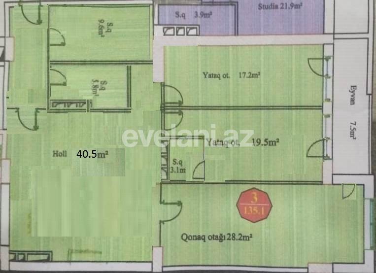 Sale, new building, 4 room, 135 m², Narimanov r.