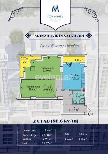 Satılır, yeni tikili, 2 otaqlı, 87 m², Nəriman Nərimanov m.