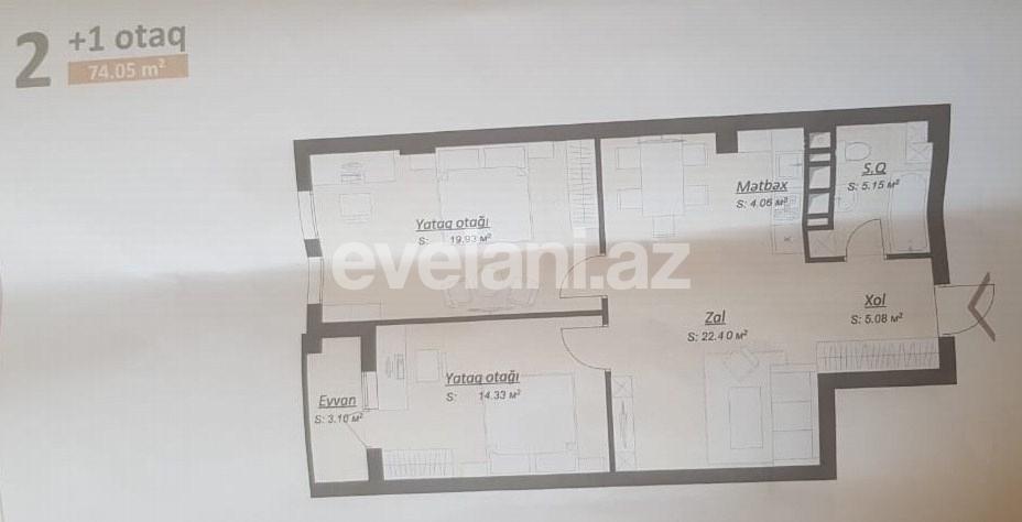 Satılır, yeni tikili, 3 otaqlı, 74.05 m², Bakı, Səbail r, Bayıl q.