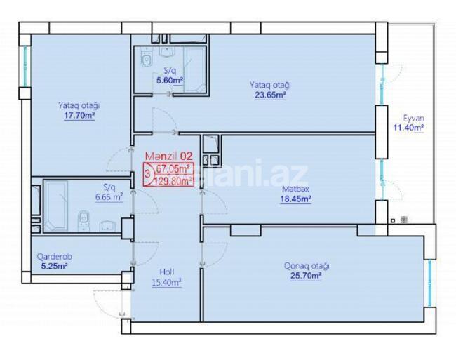 Sale, new building, 3 room, 135 m², Binagadi r.