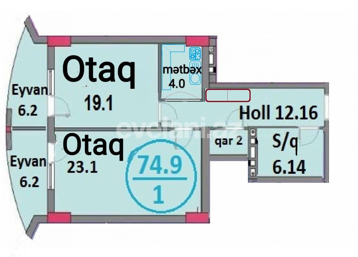 Satılır, yeni tikili, 2 otaqlı, 75 m², Bakı, Nəsimi r, 28 may m.