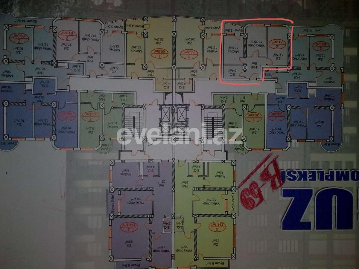 Satılır, yeni tikili, 2 otaqlı, 61 m², Həzi Aslanov m.
