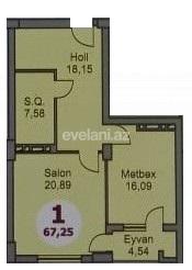 Satılır, yeni tikili, 1 otaqlı, 67.25 m², Bakı, Nərimanov r, 28 may m.