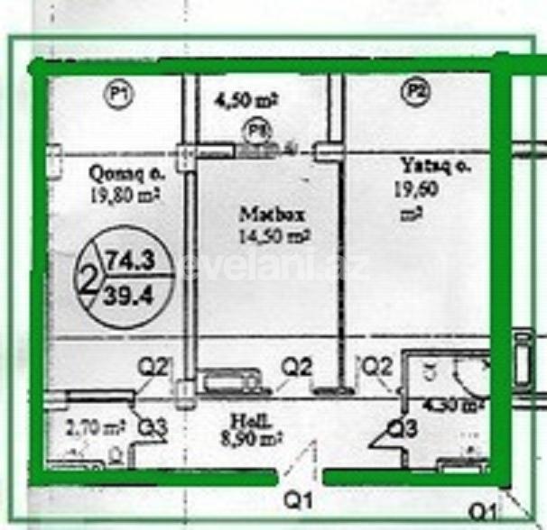 Продаётся, новостройка, 3-комнаты, 75 m², Баку, Ясамальский r, Иншаатчылар m.