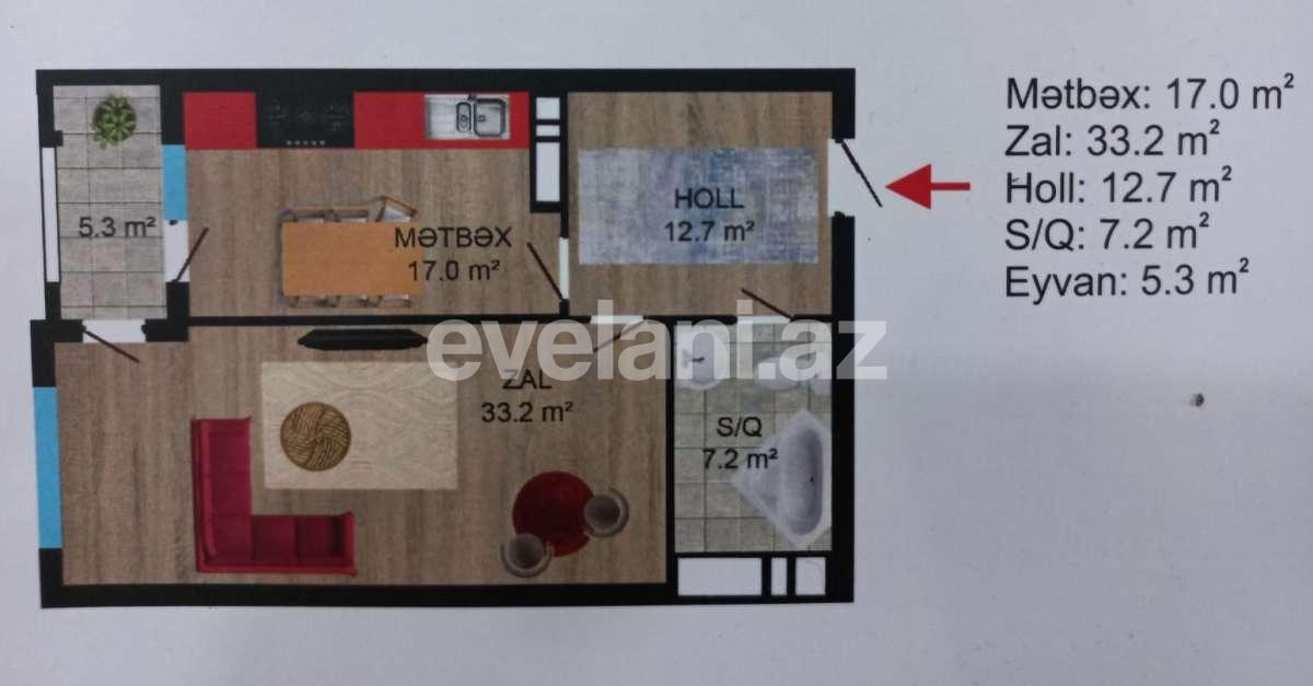 Продаётся, новостройка, 2-комнаты, 75.4 m², Баку, Наримановский r, Гянджлик m.