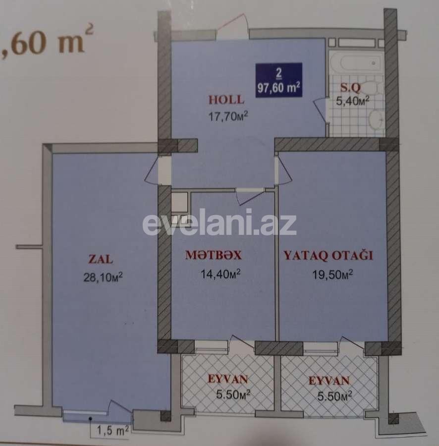 Продаётся, новостройка, 2-комнаты, 97.6 m², Баку, Насиминский r.