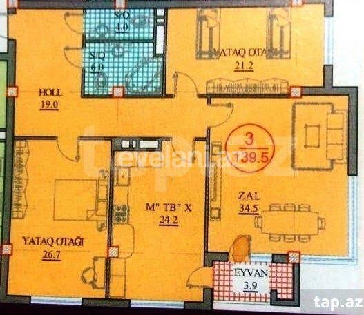 Sale, new building, 3 room, 139.5 m², Baku, Narimanov r, Ganjlik m.