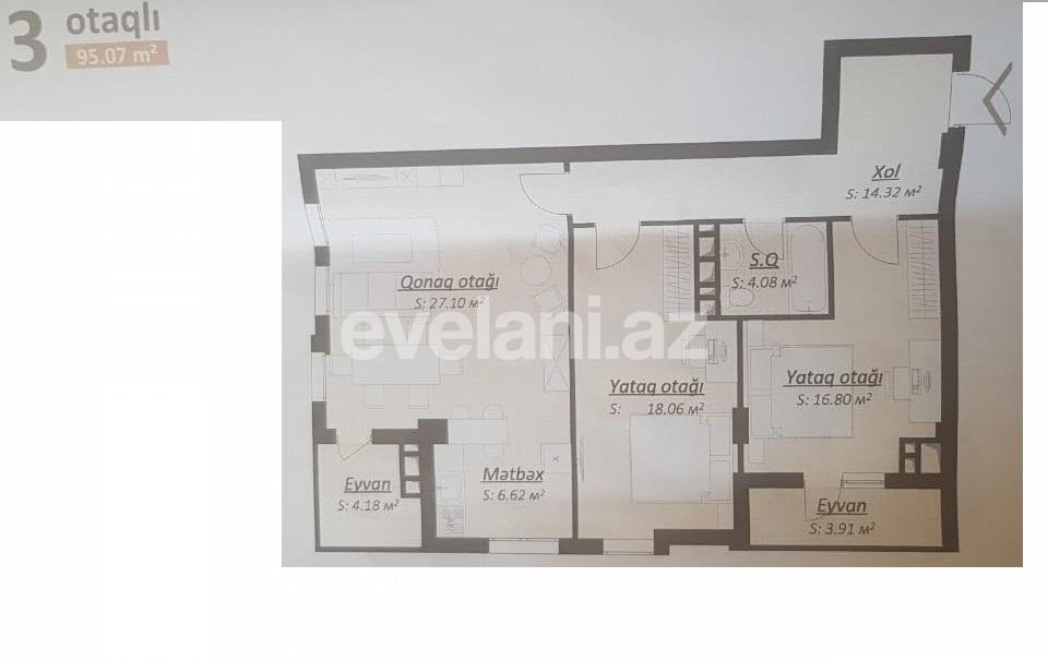 Продаётся, новостройка, 2-комнаты, 95.07 m², Баку, Сабаильский r, Баилова p, Ичери Шехер m.