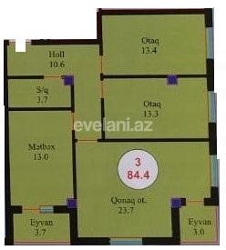 Satılır, yeni tikili, 3 otaqlı, 84.4 m², Bakı, Abşeron r, Masazır q.