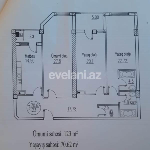 Sale, new building, 3 room, 123 m², Baku, Yasamal r.