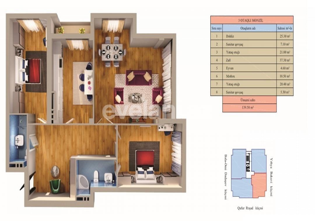 Satılır, yeni tikili, 3 otaqlı, 139.5 m², Bakı, Nərimanov r, Nəriman Nərimanov m.