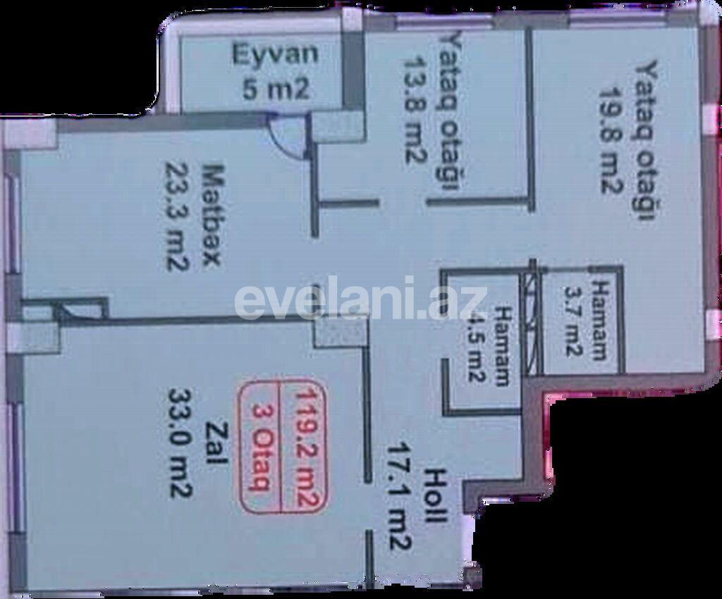 Продаётся, новостройка, 3-комнаты, 119 m², Баку, Хатаинский r, Шах Исмаил Хатаи m.