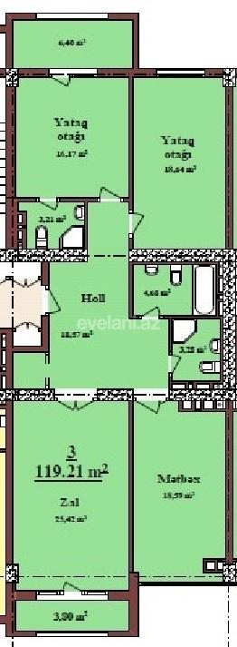 Sale, new building, 3 room, 119 m², Baku, Yasamal r, Elmlar Akademiyası m.