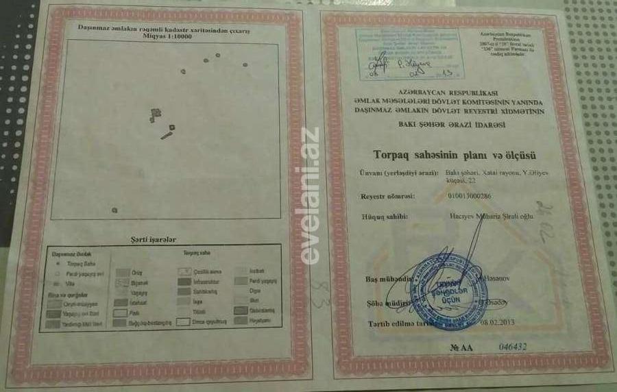 Satılır, torpaq, 4 sot, Bakı, Xətai r, Ağ şəhər q.