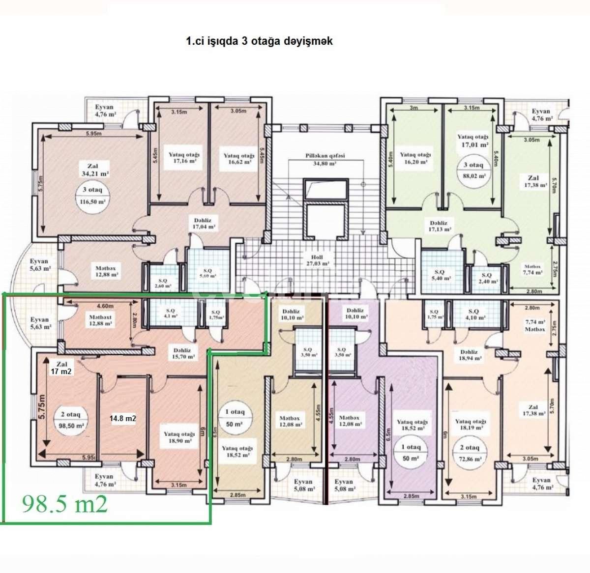 Satılır, yeni tikili, 2 otaqlı, 98 m², Sumqayıt, Sumqayıt şəhər r.
