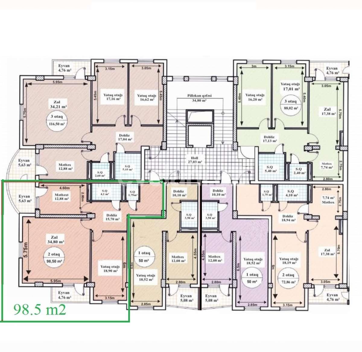 Satılır, yeni tikili, 2 otaqlı, 98 m², Sumqayıt, Sumqayıt şəhər r.