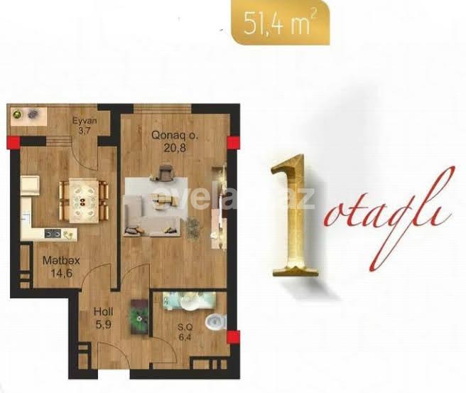 Satılır, yeni tikili, 1 otaqlı, 51.4 m², Bakı, Nərimanov r, Nəriman Nərimanov m.
