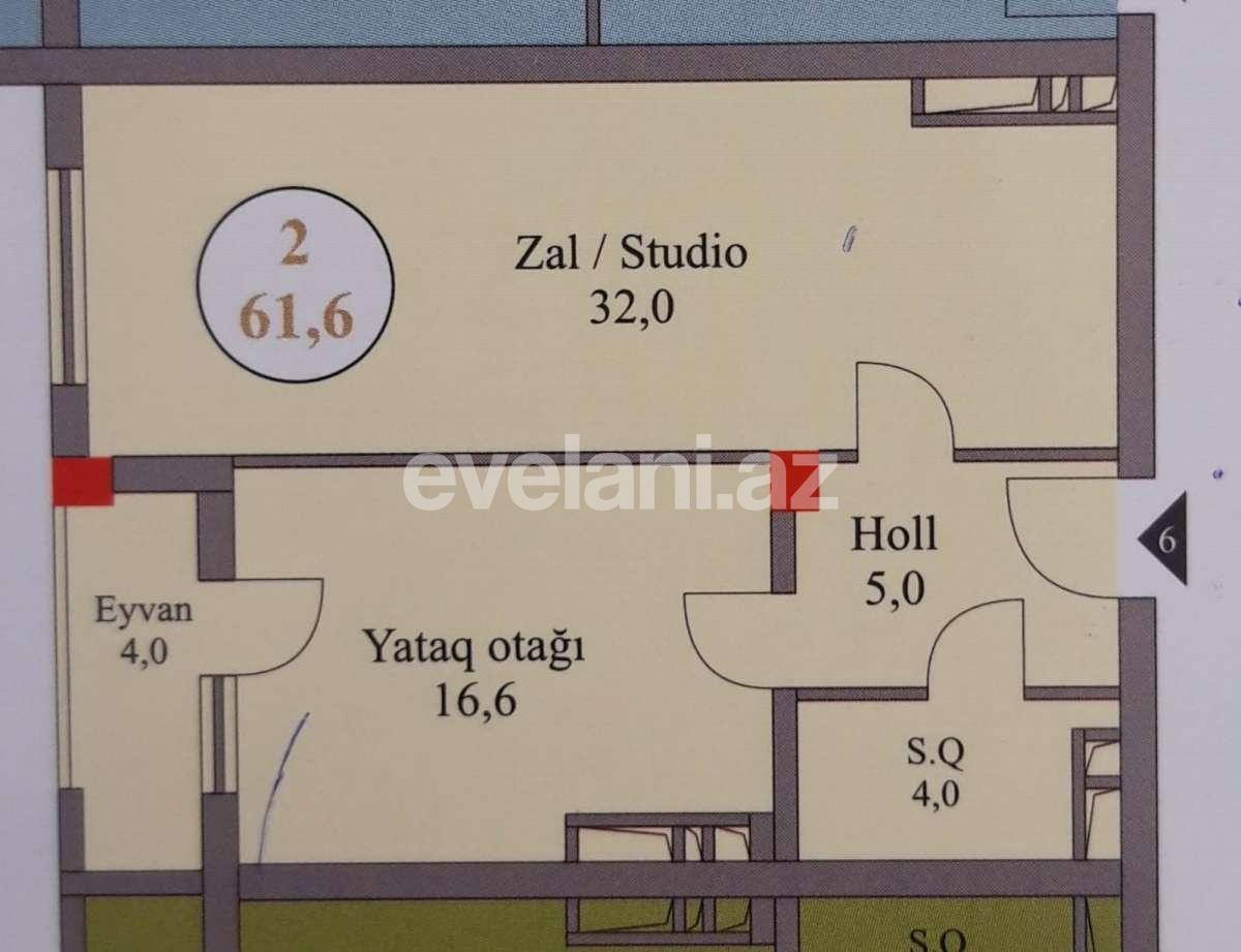 Sale, new building, 2 room, 78.44 m², Baku, Nasimi r.