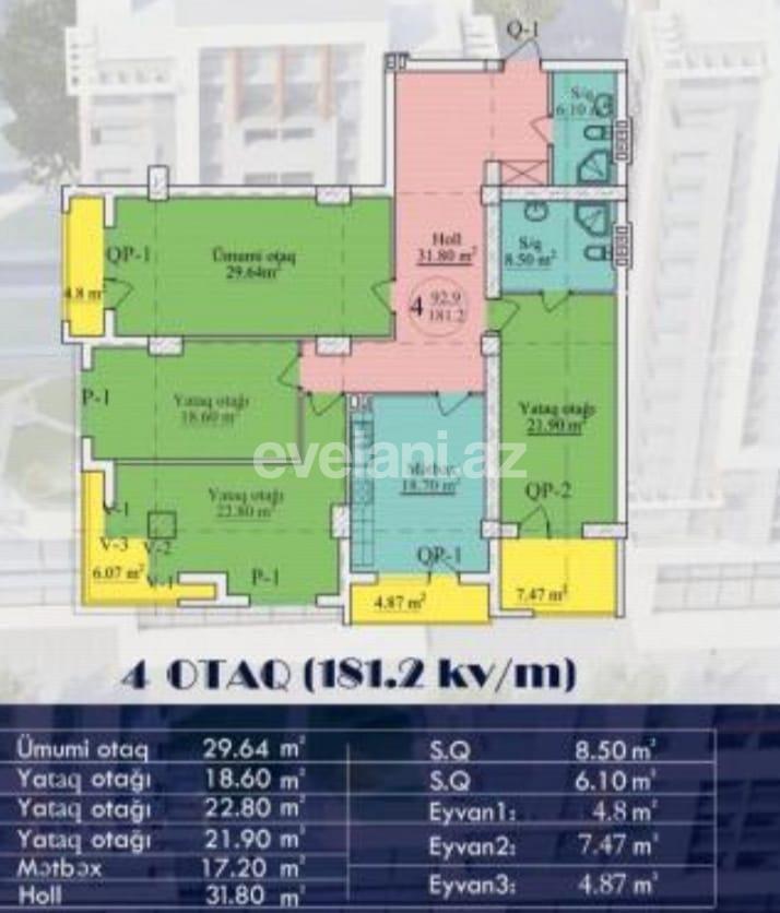 Satılır, yeni tikili, 4 otaqlı, 181.2 m², Bakı, Nərimanov r, Nəriman Nərimanov m.