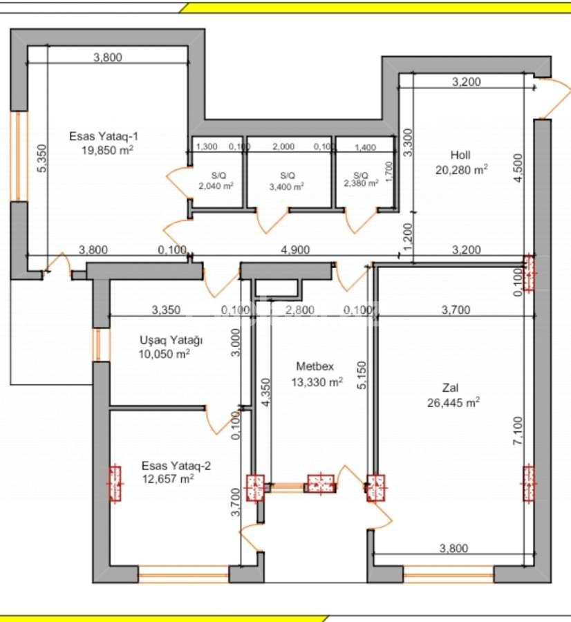 Продаётся, новостройка, 4-комнаты, 130 m², Баку, Бинагадинский r, 7-й микрорайон p, Дернегюль m.