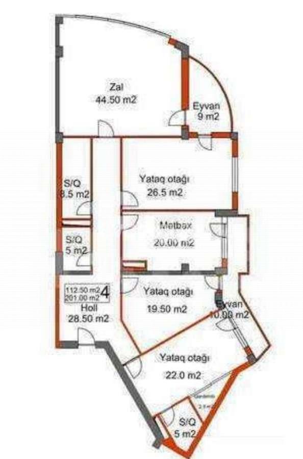 Satılır, yeni tikili, 4 otaqlı, 201 m², Bakı, Yasamal r, İnşaatçılar m.