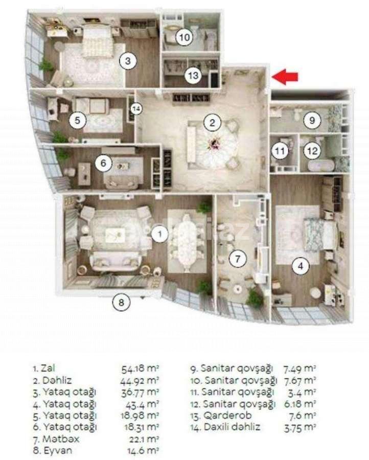 Продаётся, новостройка, 5-комнаты, 289 m², Баку, Насиминский r, 28 мая m.